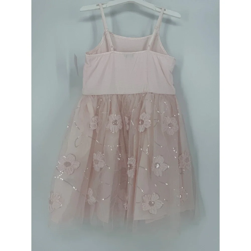 Zenzi Girls Pink Sequin Tutu Dress 3D Floral Applique Party Size Small 6/7